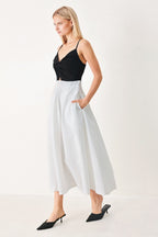 MODERN CONTRAST MIDI DRESS