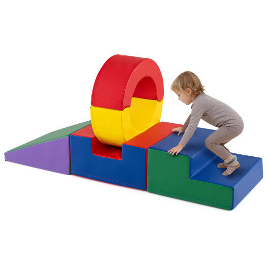 5 Pieces Kids Climbing Toys with PU Leather Cover-Multicolor