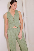 DRIFTING CURRENTS OLIVE WOVEN VEST