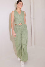 DRIFTING CURRENTS OLIVE WOVEN VEST