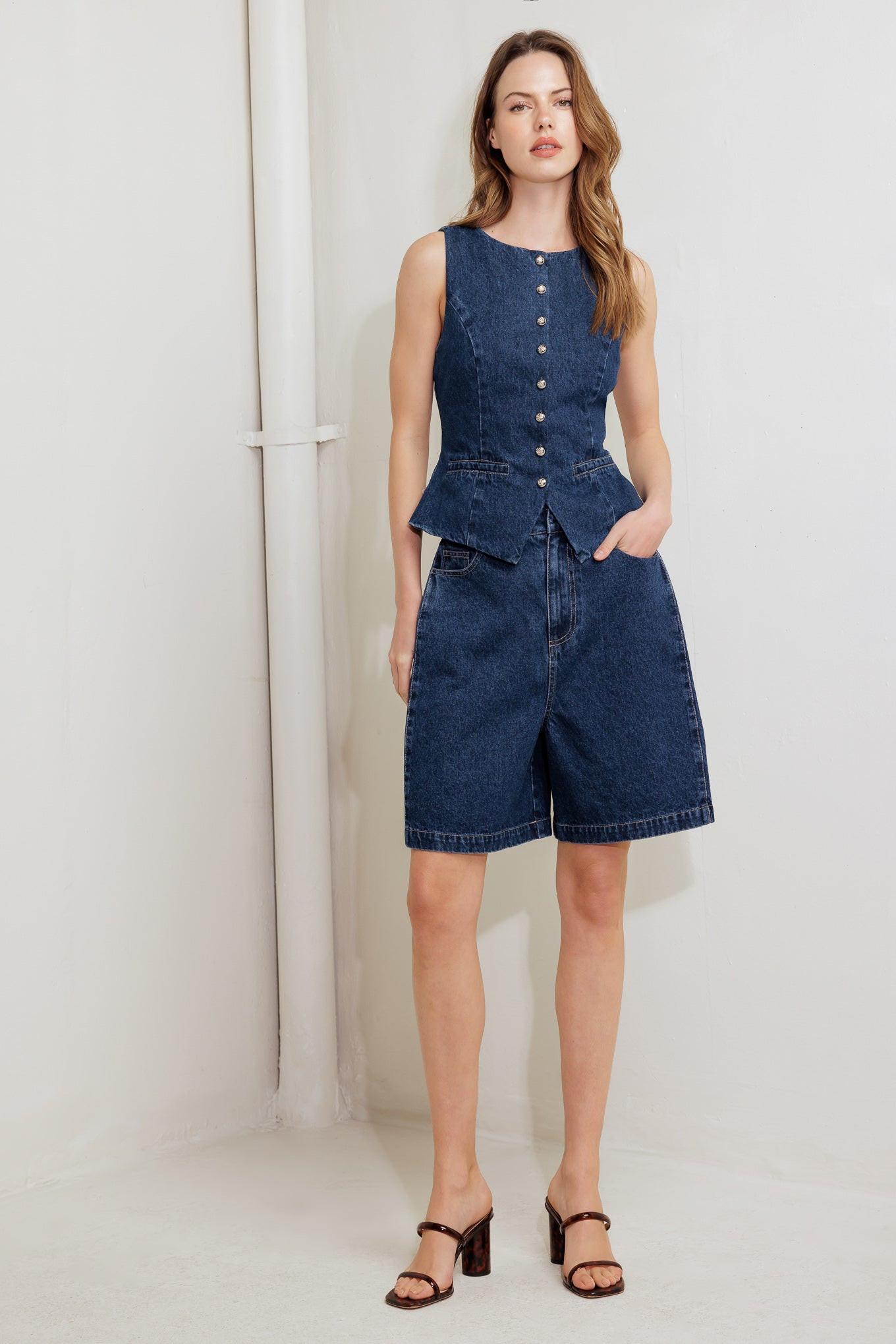 COFFEE PETAL DENIM VEST