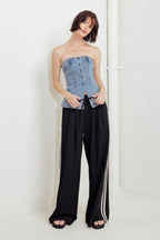 STITCHED SILHOUETTE DENIM TOP