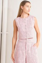 ROSÉ EDGE ENSEMBLE TWEED VEST