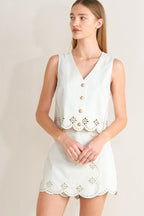 SEAFOAM SCALLOP WOVEN VEST