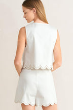 SEAFOAM SCALLOP WOVEN VEST