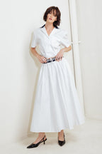 COASTAL COLLAR WOVEN MIDI SKIRT