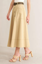 SAND BREEZE WOVEN MIDI SKIRT