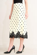 PARIS POLKA WOVEN MIDI PENCIL SKIRT