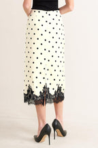 PARIS POLKA WOVEN MIDI PENCIL SKIRT