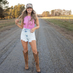 Lindsey Asymmetrical Distressed Shorts - Acid Light wash