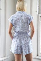 LOST IN THOUGHT WOVEN ROMPER