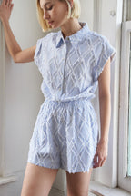 LOST IN THOUGHT WOVEN ROMPER
