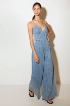 EASED LINE LIGHT DENIM JUMPSUIT