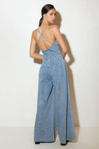 EASED LINE LIGHT DENIM JUMPSUIT