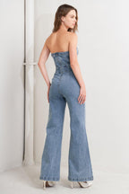 URBAN STRAPLESS DENIM JUMPSUIT
