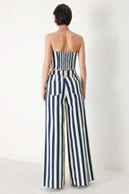 NAVY BLOSSOM WOVEN PANTS