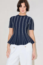 EVENING RUSTLE JACQUARD SWEATER TOP