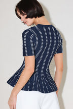 EVENING RUSTLE JACQUARD SWEATER TOP