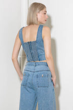 EVER SO SWEET LIGHT INDIGO DENIM TOP