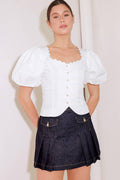 NEVER ORDINARY WHITE WOVEN TOP