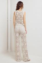 COASTAL BREEZE CROCHET VEST AND PANT SET