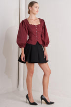 AMOUR SCALLOP WOVEN TOP
