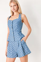 FLIRTY DOTS WOVEN TOP