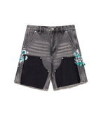 GREY SPLIT PAINTERS SHORTS
