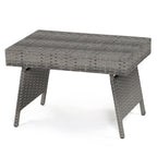Folding PE Rattan Side Coffee Table Patio Garden Furniture