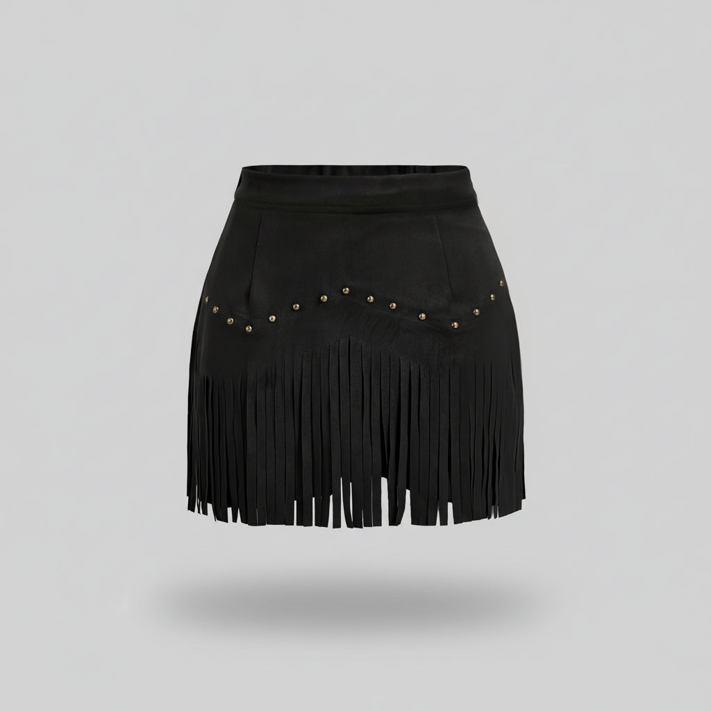 Fringe Detail Mini Skirt