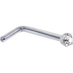 Solid 14K White Gold 1.5mm Genuine Diamond Nose Ring