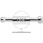 Solid 14K White Gold 1.5mm Genuine Diamond Nose Ring