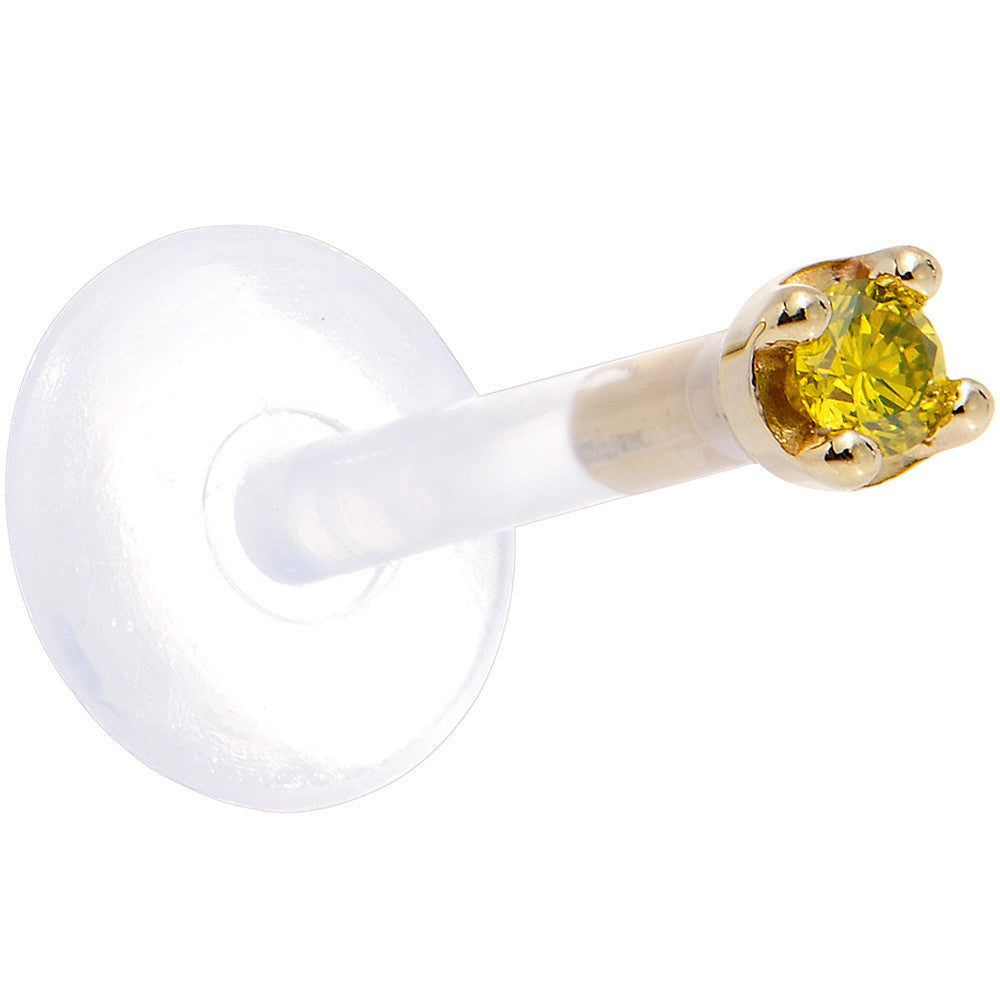 Solid 14K Yellow Gold 1.5mm Genuine Yellow Diamond Bioplast Push in Monroe