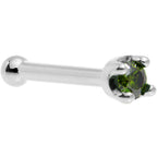 14k White Gold 2mm Lab Grown Green Diamond Nose Ring