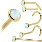 Solid 14K Yellow Gold 2mm Synthetic Opal Nose Ring