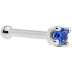 Solid 18K White Gold 1.5mm Genuine Blue Sapphire Nose Ring