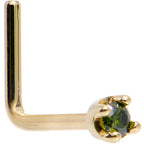 Solid 18K Yellow Gold 1.5mm Genuine Green Diamond Nose Ring