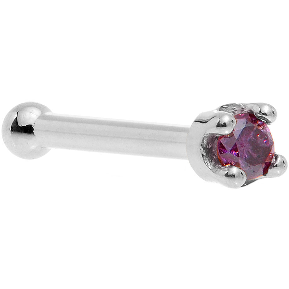 Solid 18K White Gold 1.5mm Genuine Purple Diamond Nose Ring