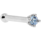 Solid 14K White Gold 1.5mm Genuine Topaz Nose Ring