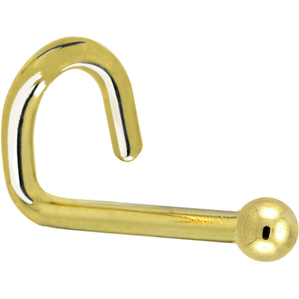 Solid 14K Yellow Gold 1.5mm Ball Nose Ring