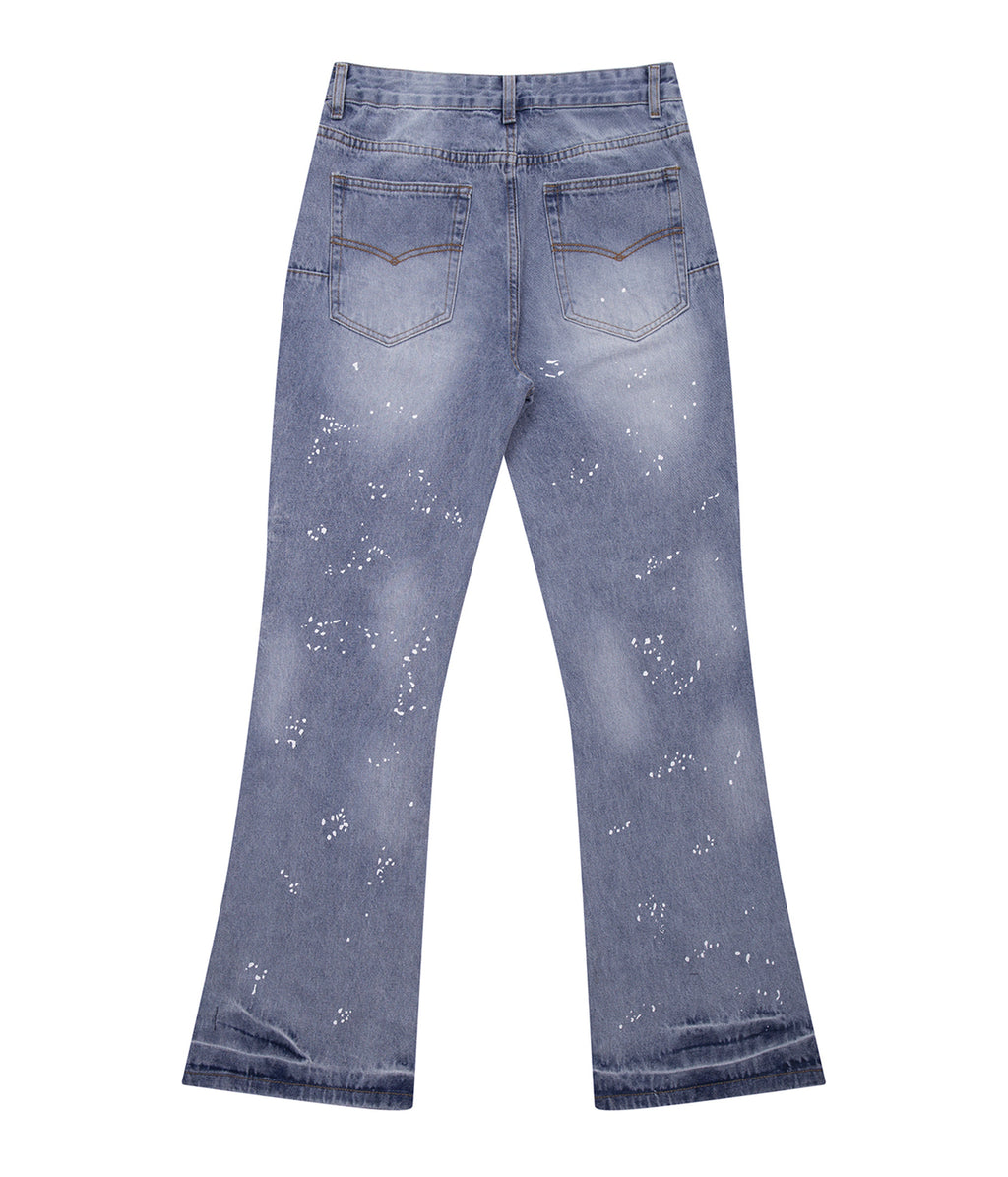 AZUL DISTRESSED SPLIT FLARE DENIM