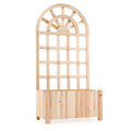 Wooden Raised Garden Bed with Trellis 48 Inch Outdoor Screen-Brown