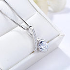 925 Silver Flower Zircon Pendant Necklace
