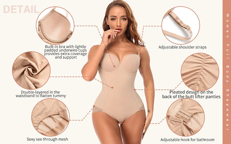 Shapewear Bodysuit for Women Tummy Control Butt Lifter Panties Waist Trainer Stomach Body Shaper Slimming Underwear Girdles