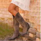 Sh10296a Vintage Pointed Toe Western Cowboy Boots Women Low Heel Boots Girl
