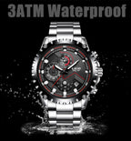 2025 LIGE Men Watch Fashion Quartz Watch Mens Top Brand Luxury All Steel Business Waterproof Sport Watch Relogio Masculino+BOX