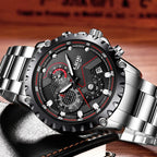 2025 LIGE Men Watch Fashion Quartz Watch Mens Top Brand Luxury All Steel Business Waterproof Sport Watch Relogio Masculino+BOX