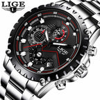 2025 LIGE Men Watch Fashion Quartz Watch Mens Top Brand Luxury All Steel Business Waterproof Sport Watch Relogio Masculino+BOX
