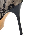 2025 Sexy Black Flower Lace Mesh Pumps Women Pointed Fashion Party Shoes Show Thin High Heels Shoes Women's Office Shoes Shallow