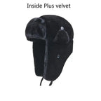 Bomber Hat Female Winter For Men Women Thick Warm Fur Velvet Cold Cap Male Snow Russian Ear Flap